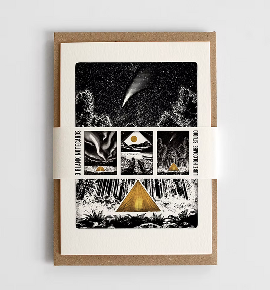 Set of 3 cards by Luke Holcombe from his Camping collection