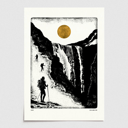 Luke Holcombe - Explore - Cascade artwork A4 print Heart Gallery hiking mountains