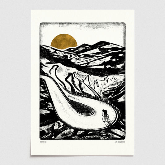 Copy of Luke Holcombe - Mountain High Collection - Mountain High artwork A4 print Heart Gallery cycling