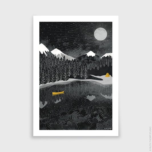 Ruth Thorp - Night Paddle - A4 print artwork. This illustrated art print forms part of Ruth’s Journey collection of 6 A4 prints.