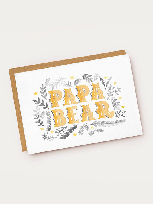 Greeting card with 'Papa Bear' text on a white background Birthday or Father's Day