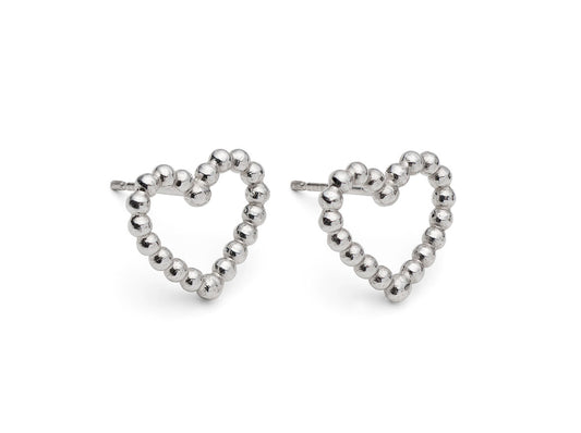Rebecca Lewis - Silver granule heart studs - bridal jewellery - bridesmaids