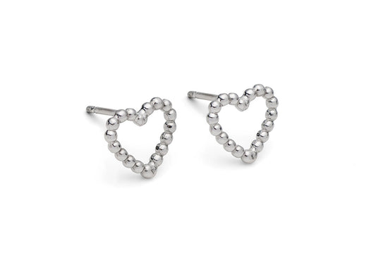 Rebecca Lewis - Silver granule heart studs - bridal jewellery - bridesmaids
