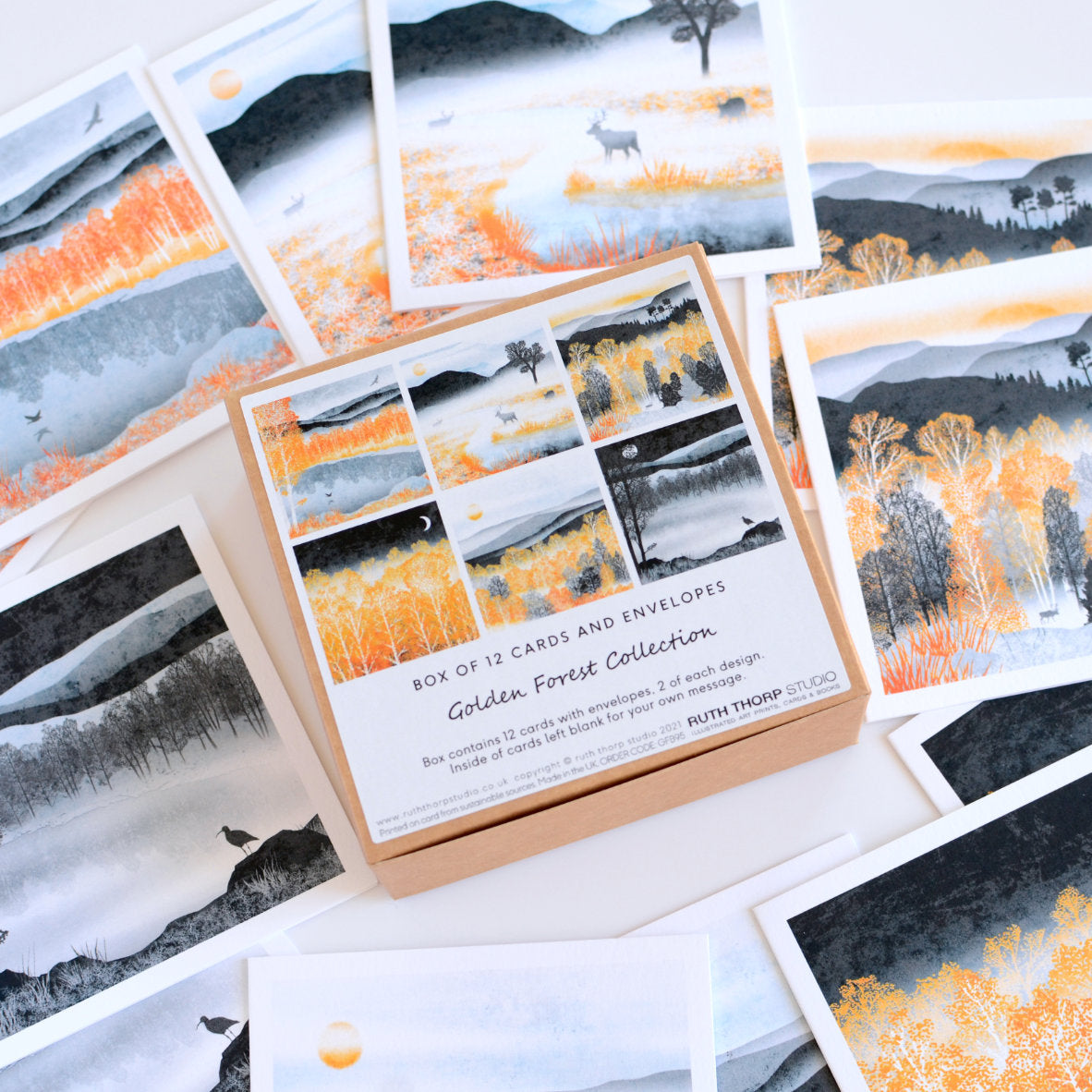Ruth Thorp - Golden Forest - Box of 12 Cards artwork