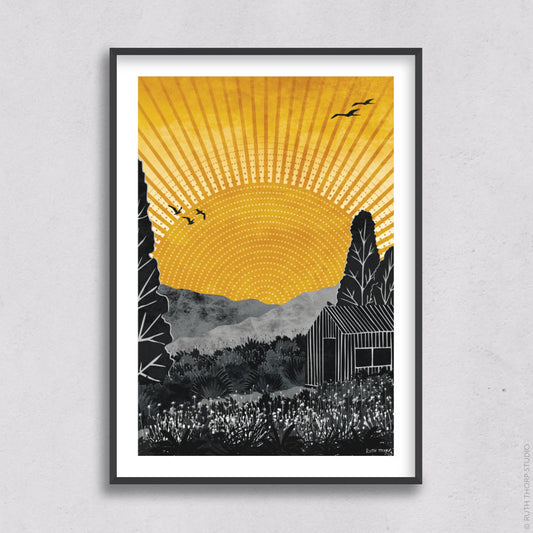 Ruth Thorp - Home - A4 print artwork.  this illustrated print is part of Ruth's Journey collection of 6 designs for Heart Gallery