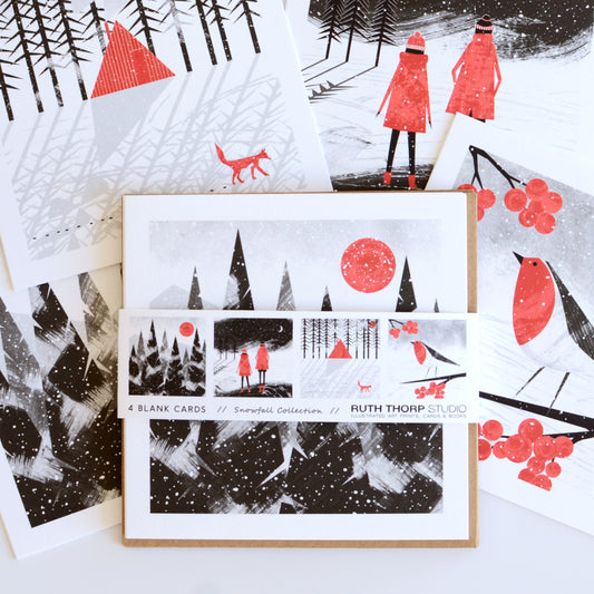 Ruth Thorp - Snowfall - Pack of 4 Cards artwork - gift - greetings cards