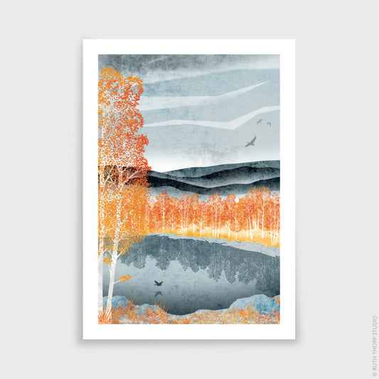 Ruth Thorp - Take Flight - A4 print artwork. This illustrated art print forms part of Ruth’s Golden Forest collection of 6 A4 prints