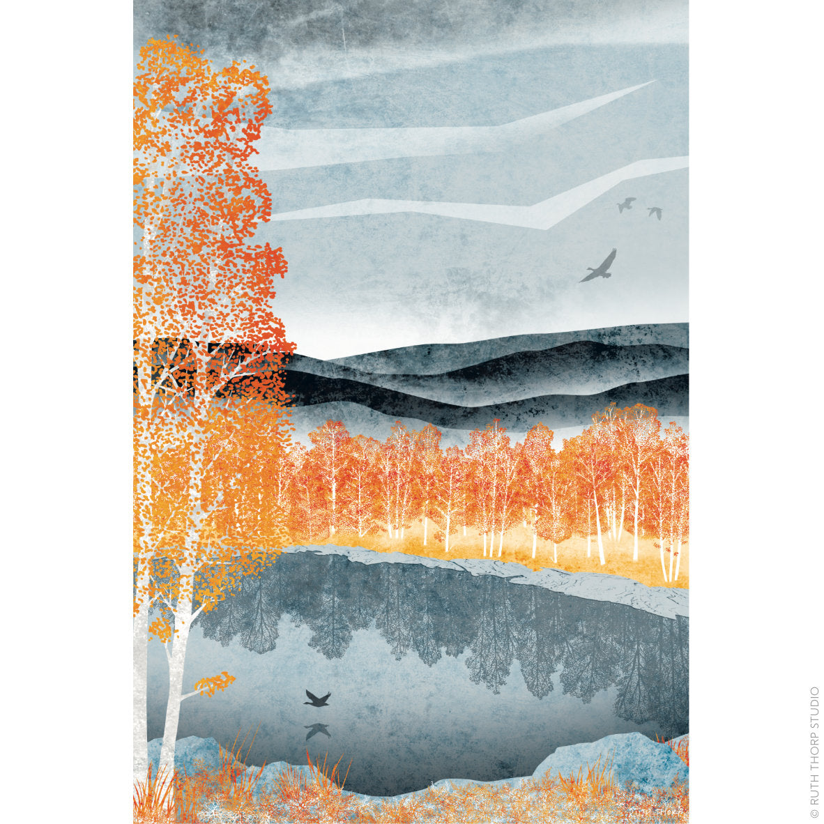 Ruth Thorp - Take Flight - A4 print artwork Heart Gallery. This illustrated art print forms part of Ruth’s Golden Forest collection of 6 A4 prints