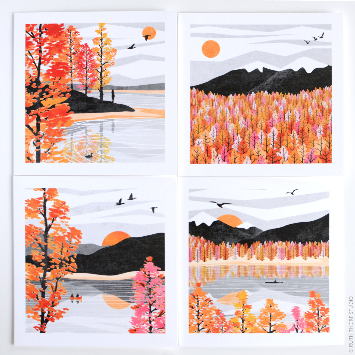 Ruth thorp Autumn pack of 4 cards artwork