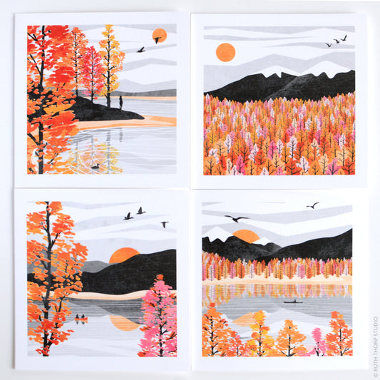 Ruth thorp Autumn pack of 4 cards artwork