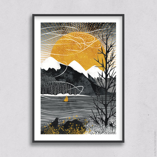 Ruth Thorp - Sail On The Wind - A4 print artwork. This illustrated art print forms part of Ruth’s Journey collection of 6 A4 prints.