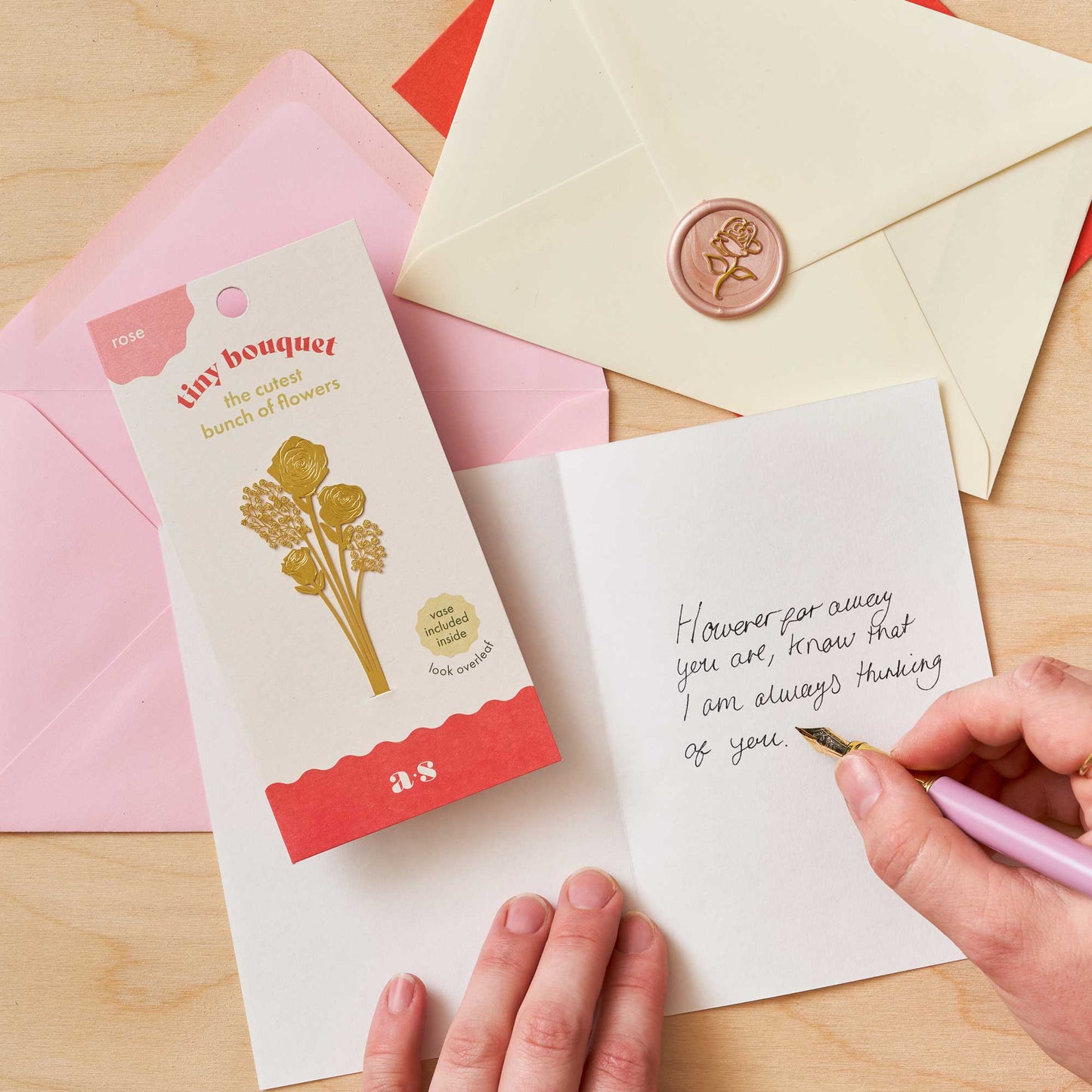 Thinking of  you tiny postable  rose bouquet by Another Studio