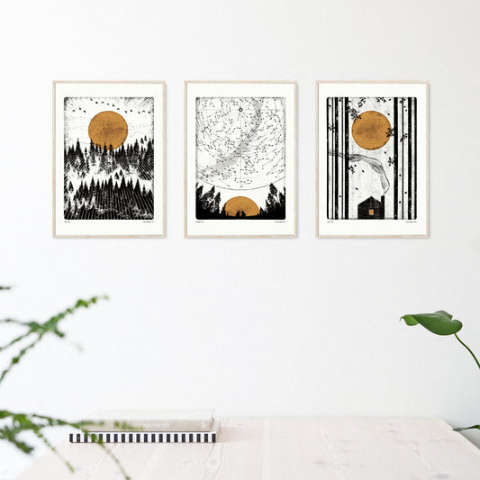Luke Holcombe - Wilderness Collection - Smoky Cabin artwork A4 print