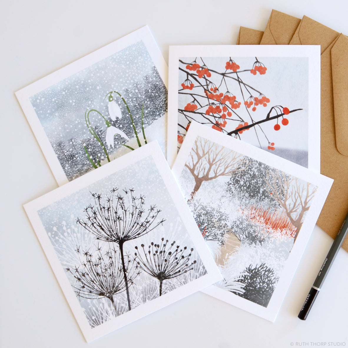 Ruth Thorp - Winter Garden - Pack of 4 Cards artwork