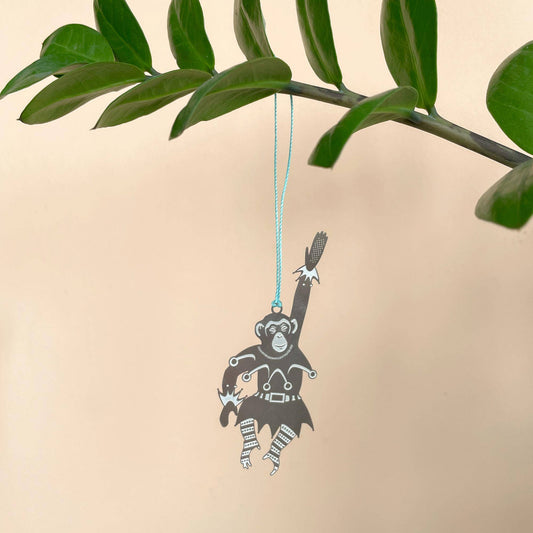 Another Studio - Chimpanzee Christmas holiday hanging ornament