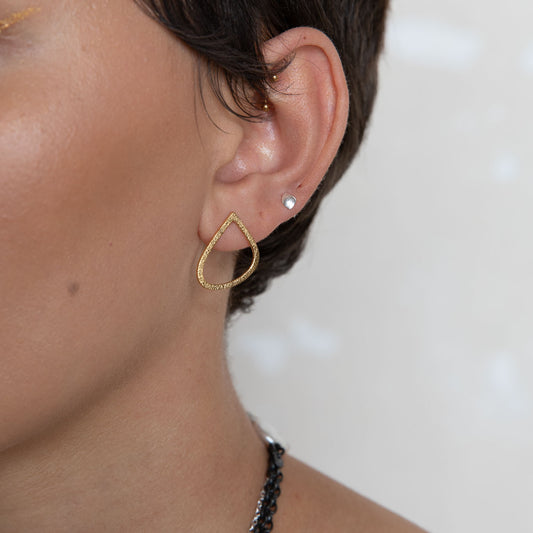 Leoma Drew - Frosted 9ct yellow gold Single Wing Studs Jewellery