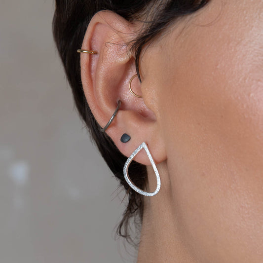 Leoma Drew - Frosted Single Silver Wing Studs Jewellery