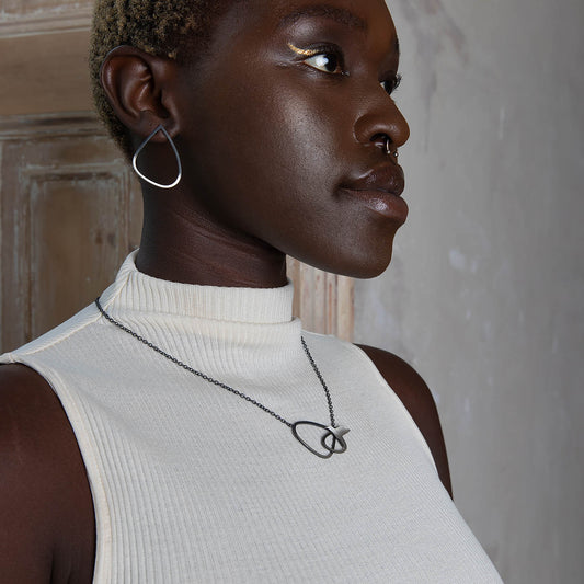 Leoma Drew - Two Tone Silver Wing Pendant with birds Jewellery